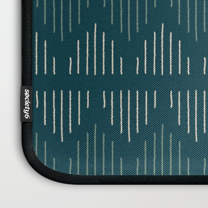 Minimalist Mudcloth 3 in Cream and Olive on Teal Laptop Sleeve Gallery Image 3