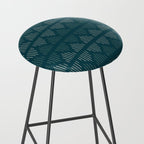 Minimalist Mudcloth 3 in Cream and Olive on Teal Stool Gallery Image 2