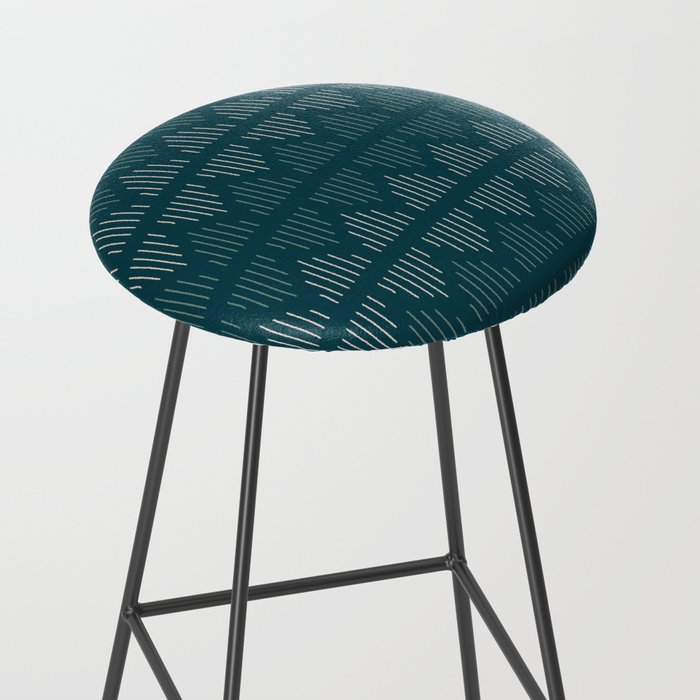Minimalist Mudcloth 3 in Cream and Olive on Teal Stool Gallery Image 2