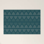 Minimalist Mudcloth 3 in Cream and Olive on Teal Welcome Mat Gallery Image 1