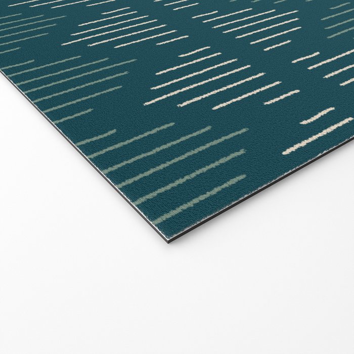 Minimalist Mudcloth 3 in Cream and Olive on Teal Welcome Mat Gallery Image 2
