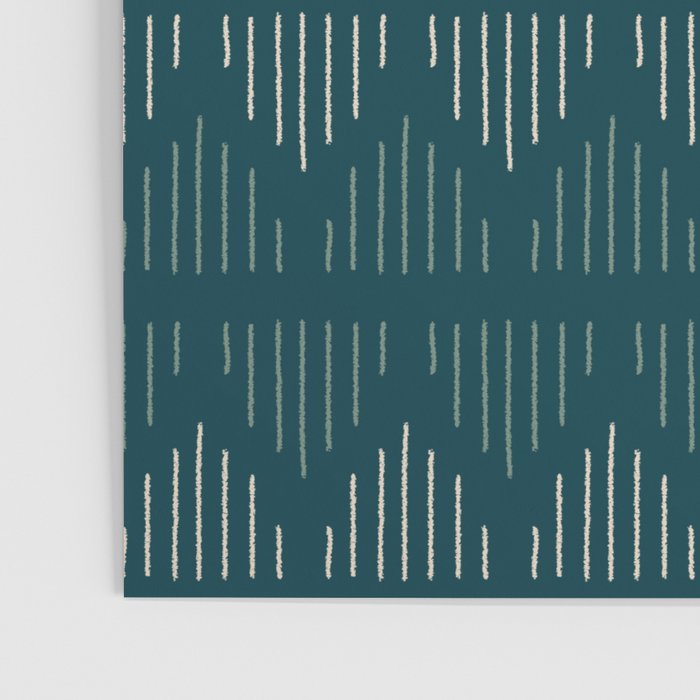 Minimalist Mudcloth 3 in Cream and Olive on Teal Poster Gallery Image 3