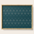 Minimalist Mudcloth 3 in Cream and Olive on Teal Serving Tray Gallery Image 1