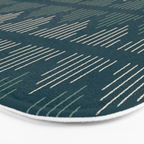 Minimalist Mudcloth 3 in Cream and Olive on Teal Bath Mat Gallery Image 3