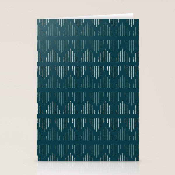 Minimalist Mudcloth 3 in Cream and Olive on Teal Stationery Card Gallery Image 2