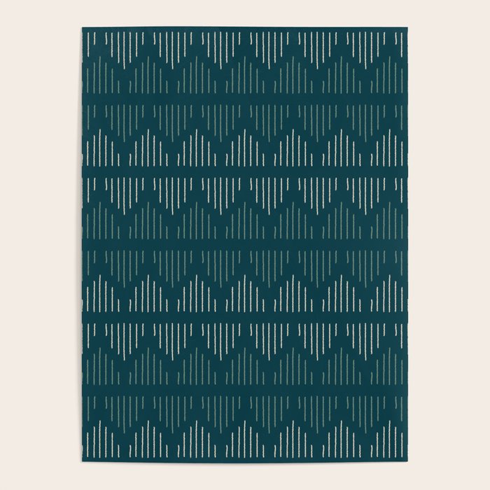 Minimalist Mudcloth 3 in Cream and Olive on Teal Poster Gallery Image 1