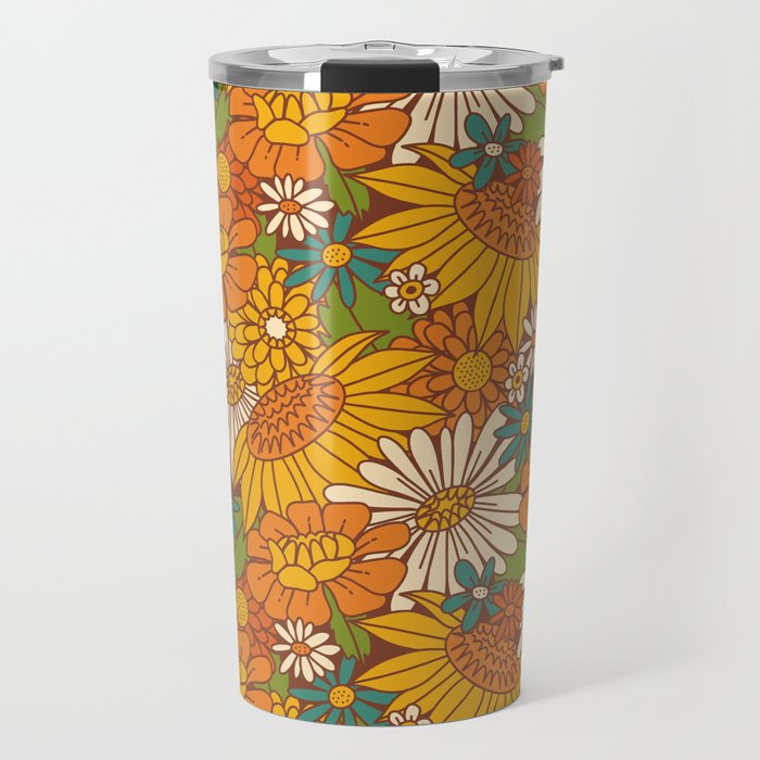70s Retro Floral Travel Mug Gallery Image 1