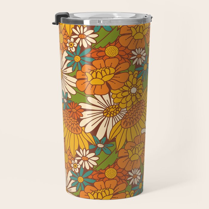 70s Retro Floral Travel Mug Gallery Image 3