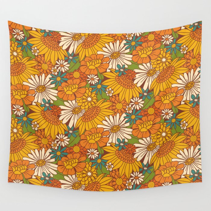 70s Retro Floral Wall Tapestry Gallery Image 4