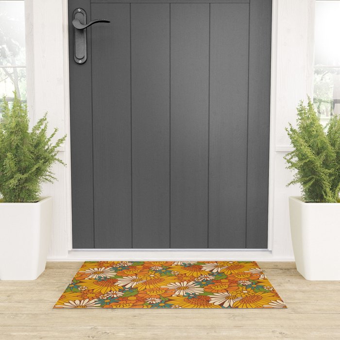 70s Retro Floral Welcome Mat Gallery Image 3