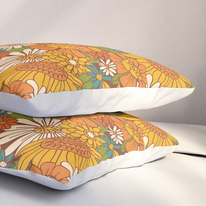 70s Retro Floral Pillow Sham Gallery Image 3