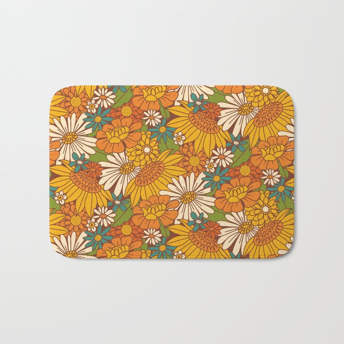 70s Retro Floral Bath Mat Gallery Image 1