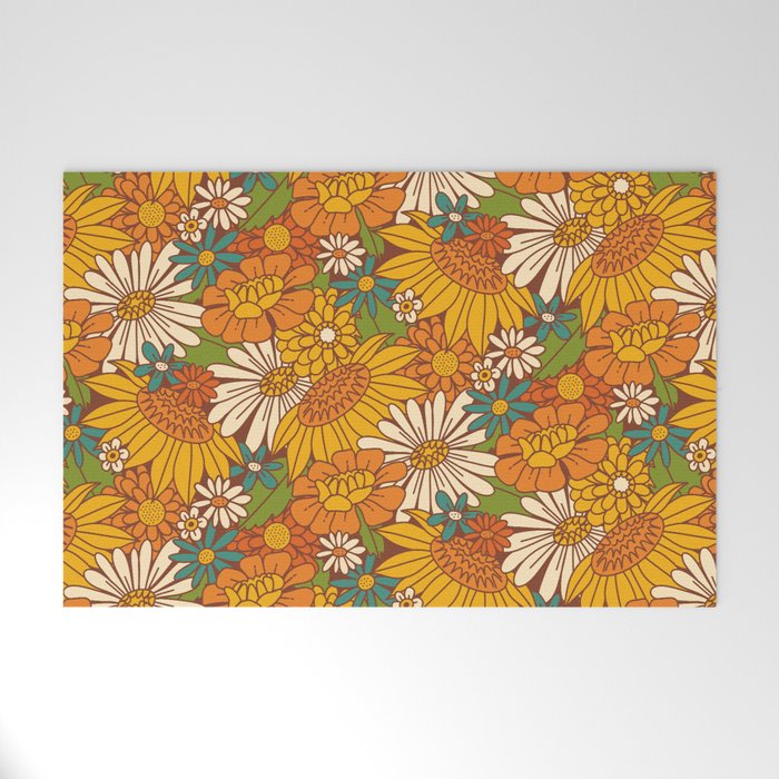 70s Retro Floral Welcome Mat Gallery Image 1