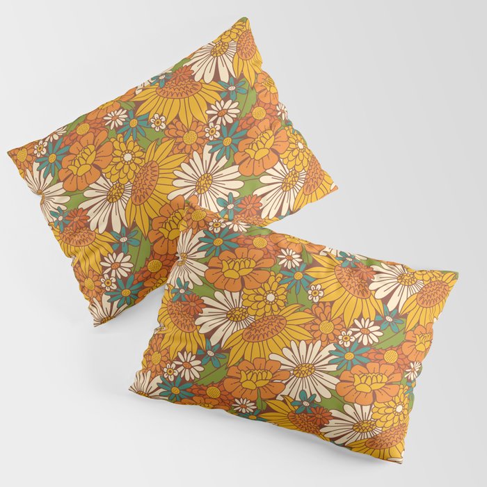 70s Retro Floral Pillow Sham Gallery Image 3