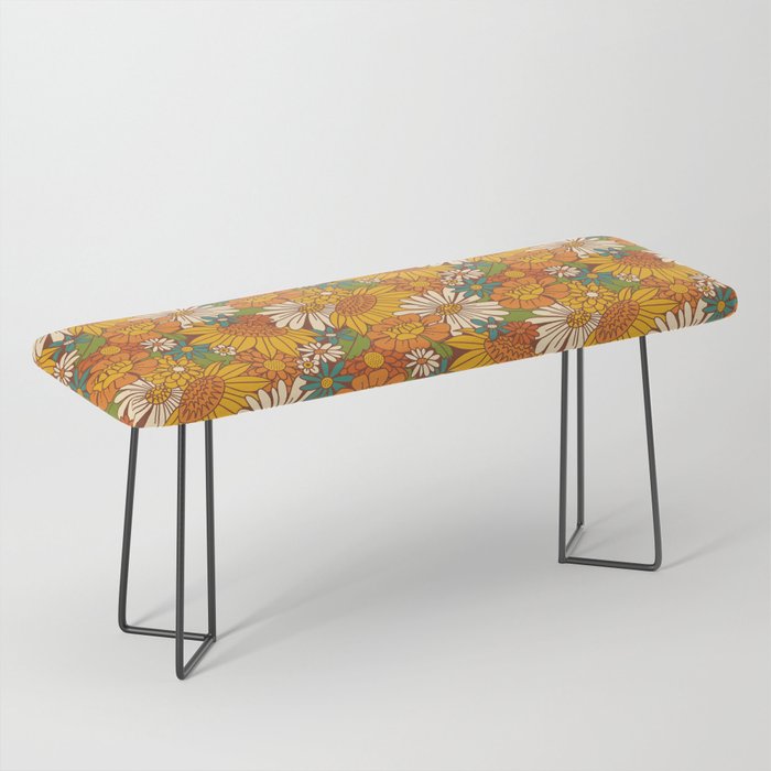 70s Retro Floral Bench Gallery Image 1