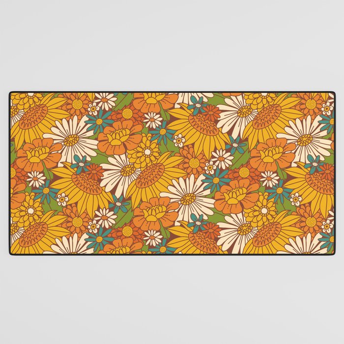 70s Retro Floral Desk Mat Gallery Image 3