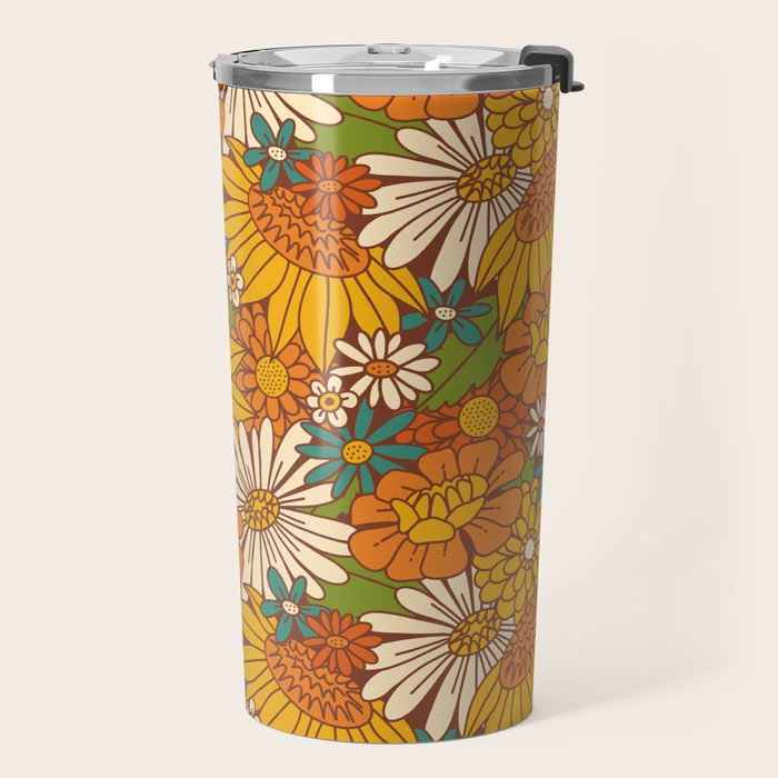 70s Retro Floral Travel Mug Gallery Image 2