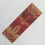 Antique Distressed Red Silk with Palmettes and Birds Yoga Mat Gallery Image 1