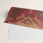 Antique Distressed Red Silk with Palmettes and Birds Wrapping Paper Gallery Image 2