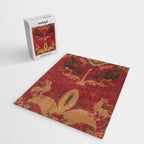 Antique Distressed Red Silk with Palmettes and Birds Jigsaw Puzzle Gallery Image 2
