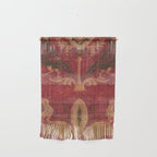Antique Distressed Red Silk with Palmettes and Birds Wall Hanging Gallery Image 1