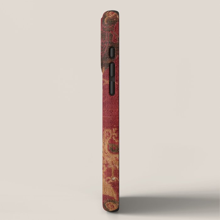Antique Distressed Red Silk with Palmettes and Birds iPhone Case Gallery Image 2