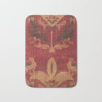 Antique Distressed Red Silk with Palmettes and Birds Bath Mat Gallery Image 1