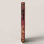 Antique Distressed Red Silk with Palmettes and Birds iPhone Case Gallery Image 2