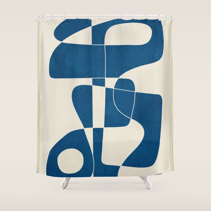 Minimal Abstract Cobalt Shower Curtain Gallery Image 1