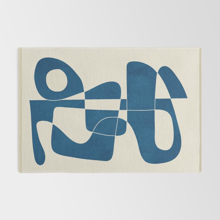 Minimal Abstract Cobalt Rug Gallery Image 2