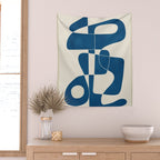 Minimal Abstract Cobalt Wall Tapestry Gallery Image 2