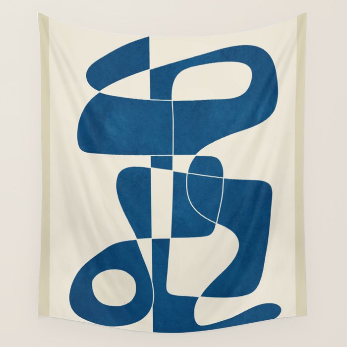 Minimal Abstract Cobalt Wall Tapestry Gallery Image 4
