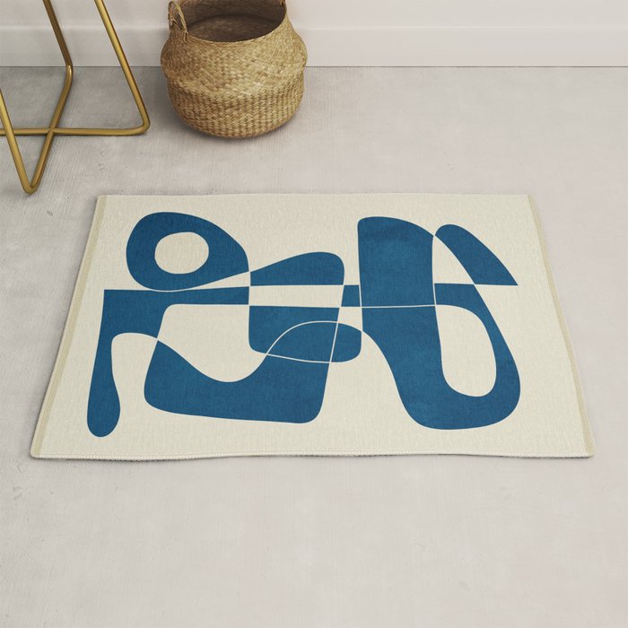 Minimal Abstract Cobalt Rug Gallery Image 1