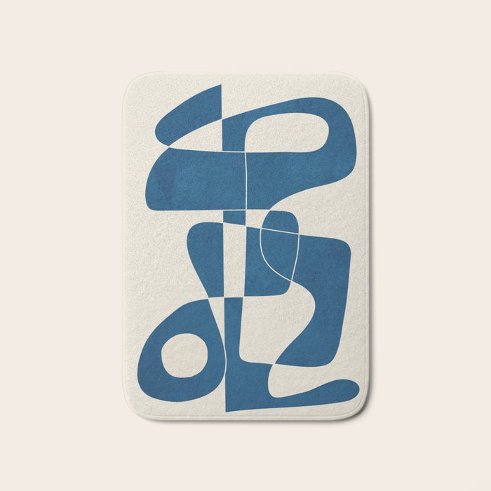 Minimal Abstract Cobalt Bath Mat Gallery Image 1