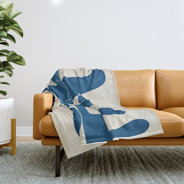 Minimal Abstract Cobalt Throw Blanket Gallery Image 1