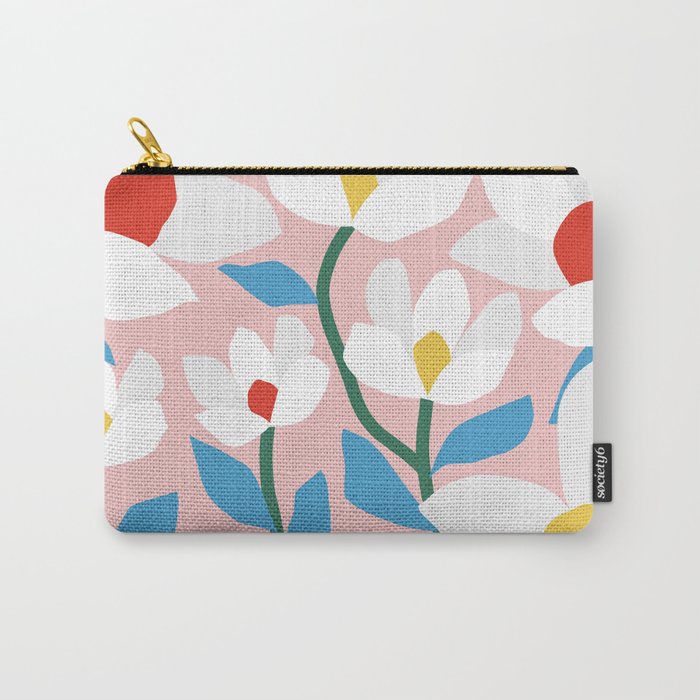 White Spring Florals Carry All Pouch Gallery Image 1