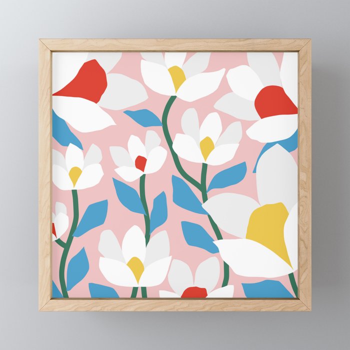 White Spring Florals Mini Art Print Gallery Image 1