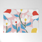White Spring Florals Welcome Mat Gallery Image 1
