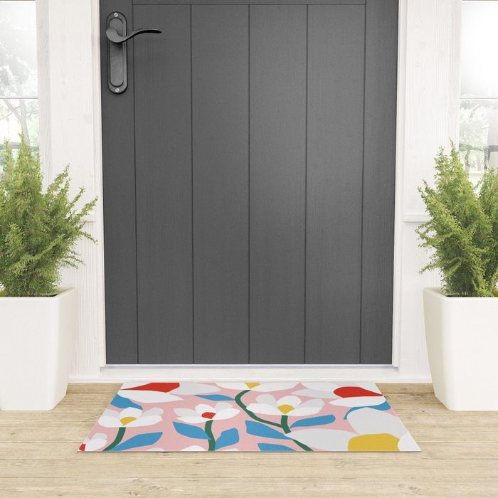 White Spring Florals Welcome Mat Gallery Image 3