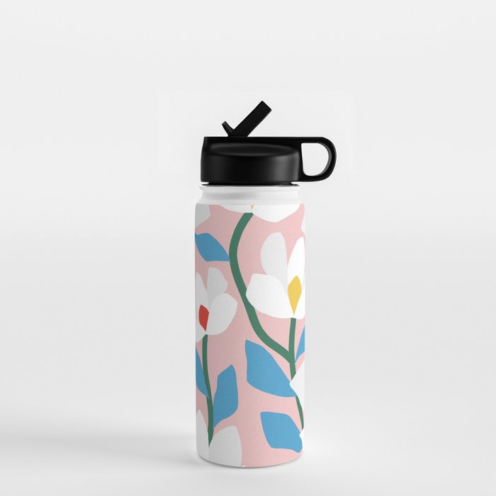 White Spring Florals Water Bottle Gallery Image 1