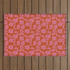 Pink and Orange floral Outdoor Rug Gallery Image 1