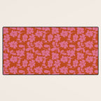 Pink and Orange floral Desk Mat Gallery Image 3