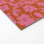 Pink and Orange floral Welcome Mat Gallery Image 2