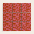 Pink and Orange floral Wood Wall Art Gallery Image 1