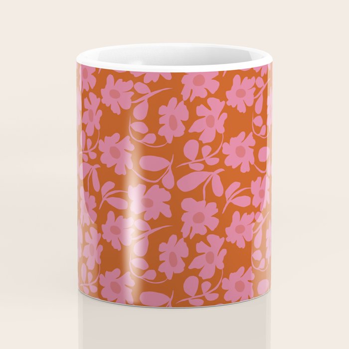 Pink and Orange floral Coffee Mug Gallery Image 4