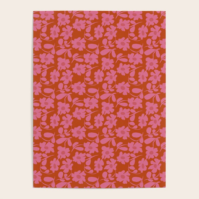 Pink and Orange floral Poster Gallery Image 1