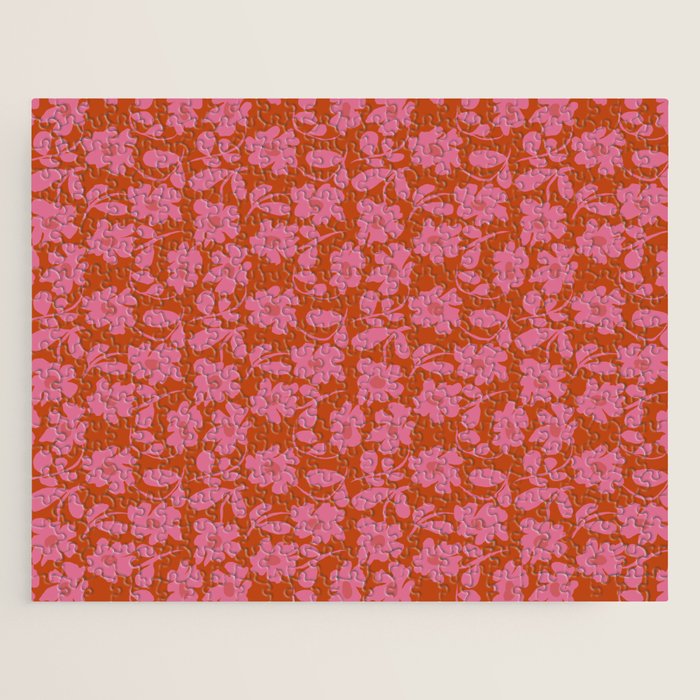 Pink and Orange floral Jigsaw Puzzle Gallery Image 1