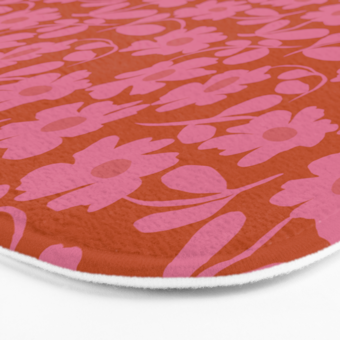 Pink and Orange floral Bath Mat Gallery Image 3