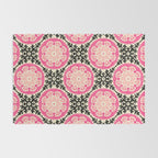 Folk Art Mandala - black, pink, and cream Rug Gallery Image 2