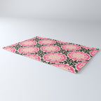 Folk Art Mandala - black, pink, and cream Rug Gallery Image 3